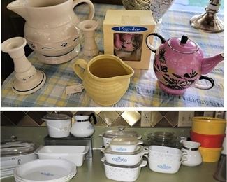 Tea sets, pitchers and creamers - Corning Ware and Tupperware