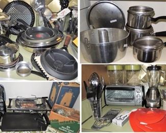 Kitchen necessities: small appliances, pots and pans, baking 