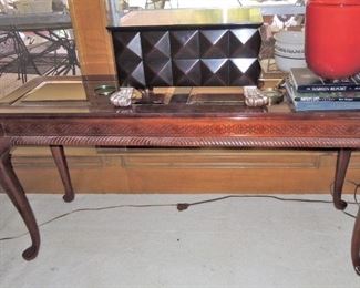 Table set - beautiful carved wood: coffee table, side tables and entry tables