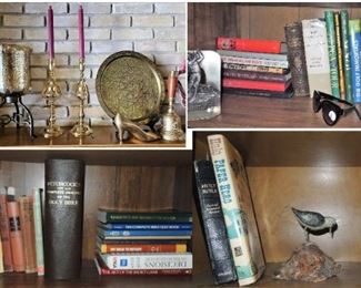 Home decor, vases, brass and books