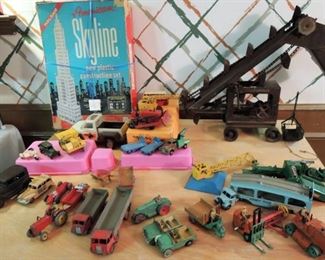 Dinky Toys, Cars, Trucks, Tractors. Skyline Construction Building set.  Buddy L Sand Mover