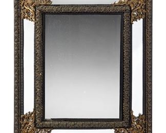 1066
A Flemish-Style Brass Wall Mirror
Fourth-Quarter 19th Century
The rectangular wood frame with repousse brass overlay and beveled mirrored sides surrounding a central beveled mirror
40.5" H x 30.5" W x 2.5" D
Estimate: $600 - $900