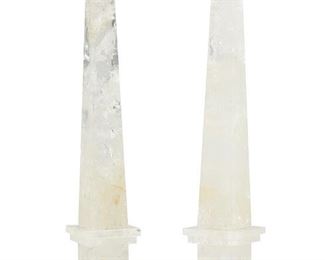 1086
A Pair Of Rock Crystal Obelisks
20th Century
Each with tiered pedestal base, 2 pieces
31" H x 5.5" W x 5.5" D
Estimate: $2,000 - $3,000