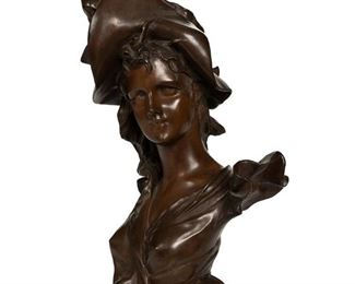 1177
Anton Nelson
1880-1910, American
Bust Of A Woman, Retailed By Tiffany & Co.
Patinated bronze
Singed: Ant Nelson [with cipher]; further stamped with partial Tiffany & Co. mark
28" H x 16" W x 11" D
Estimate: $1,500 - $2,500