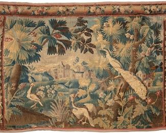 1250
A Flemish Woven Tapestry
18th Century
The wool tapestry woven with a polychrome landscape scene with a castle and a peacock
85" H x 104" W
Estimate: $3,000 - $5,000