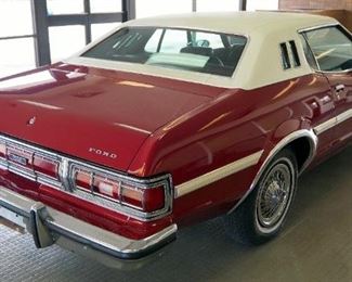 1975 Ford Gran Torino Elite, 2-Door Hardtop Coupe, Red Leather Seats, Miles Showing 22,005, V8 Automatic Engine
