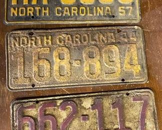 Several Old and Vintage North Carolina License Plates