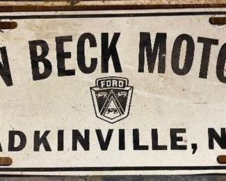 Old Dan Beck Motors Plate (Yadkinville, N.C./Ford)