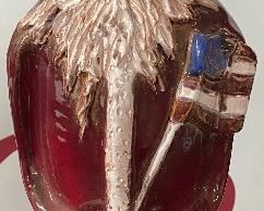 Folk Art Ram Pottery Patriotic Santa (Vicki/Claude Miller)