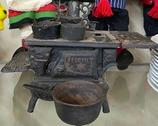 Old Crescent Salesman Sample Stove with Accesories