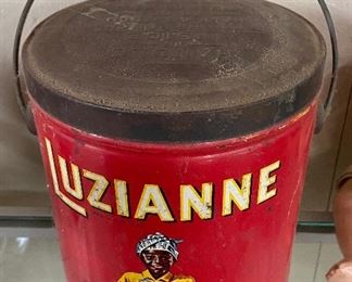 Nice Old Black Americana Luzianne Can with Lid