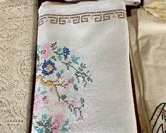 Old Embroidered Table Covers and Runners
