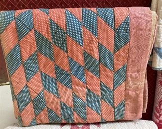 Small Vintage Red and Blue Quilt