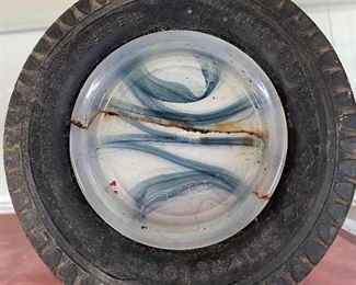Old Slag Glass Goodrich Tire Ashtray