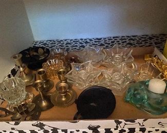 Glass and Brass Candleholders
