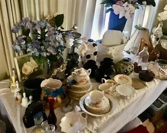 Lots of table wear, linens vintage and antique china!