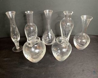 Etched Glass Vases
Eight (8) floral design etched vases in various sizes and shapes Tallest one is 9"H. No visible damage seen.