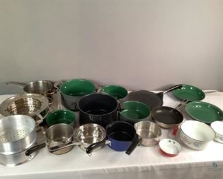 Metal Pots, Pans and Bowls
Multiple pieces by OrGreenic, Oneida, Mikasa and Revere Ware. Some look new, some show wear