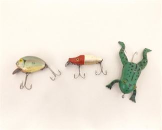 Vintage Heddon Punkinseed, River Runt Spook Sinker, and Halik Frog Lures