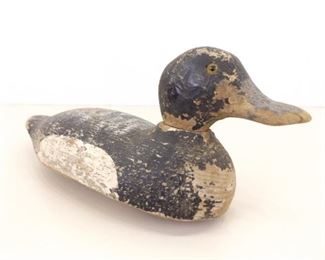 Antique 14" Wood Carved Glass Eye Duck Decoy