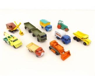 Lot of 9 Vintage Higher Grade Loose Farming and Construction Themed Matchbox Cars