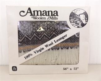 NEW in original Box Amana Woolen Mills 56" x 72" Virgin Wool Lounger Blanket
