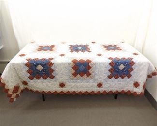 Vintage Hand Made 108" x 90" Queen Sized Patchwork Quilt