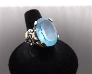 18k Yellow Gold .925 Sterling Silver Barbara Bixby Topaz Ring Size 8
