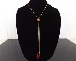 Vintage Trifari Maroon Shell Gold Slide Necklace