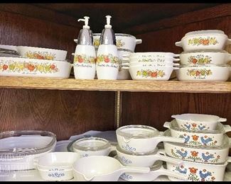 We have lots of vintage corning ware and Pyrex and vision ware in the sale 