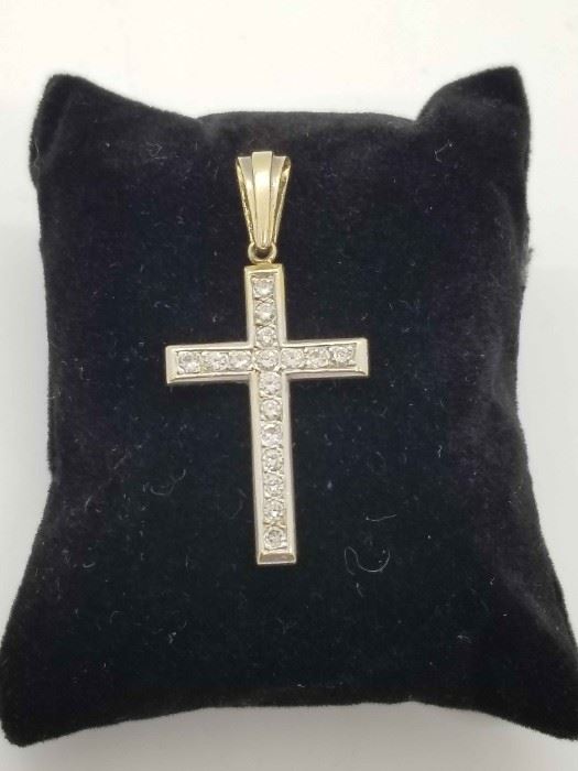 14k Diamond Cross Pendant