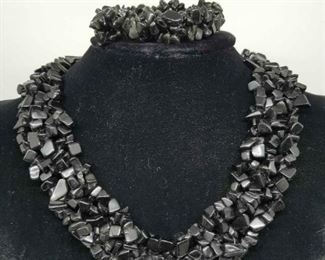 Black Natural Stone Necklace Bracelet