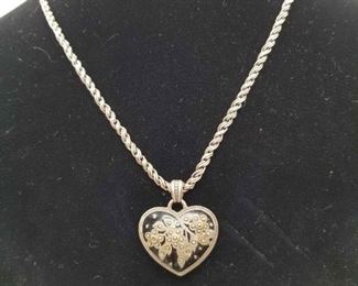 Brighton Gloria Black Silver Heart Necklace