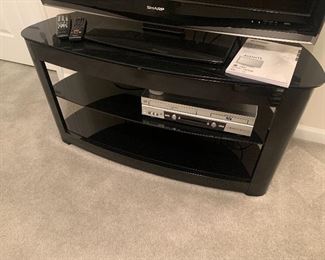 Black Laquer and Glass Entertainment Stand