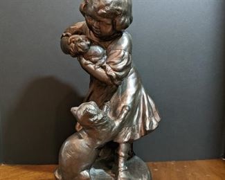 Girl with Cats Statue