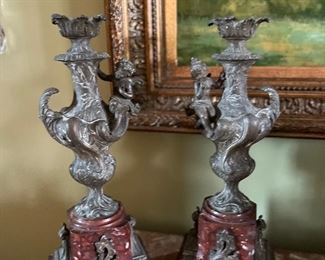 Fine bronze and marble Girandoles