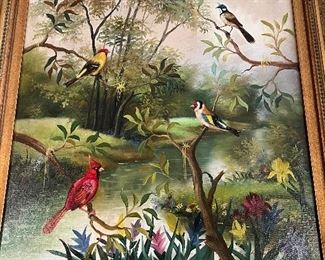 Rainforest parrots painting