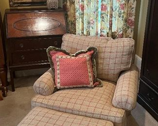 Brand new Charles Stewart chair and ottoman 