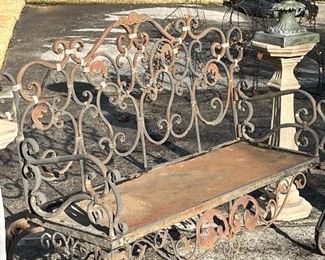 Antique iron bench