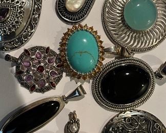 HUGE pendants in sterling and natural gemstones