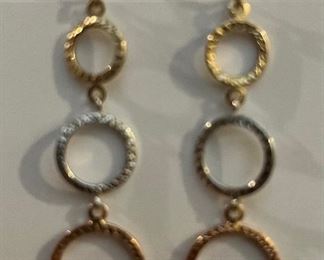 14KT tricolor gold earrings