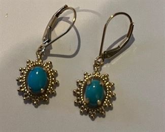 14KT gold Persian turquoise earrings