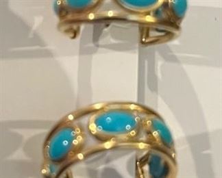 14KT Persian turquoise snuggle hoops