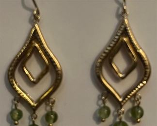 14KT gold and peridot chandeliers 