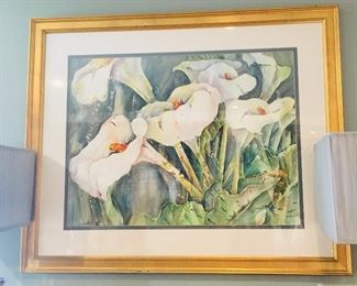 Large original Tanya Dischler painting of Calla Lilies