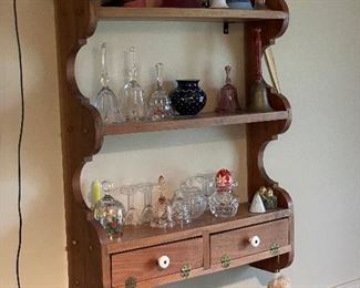 Bell collection; open curio shelf