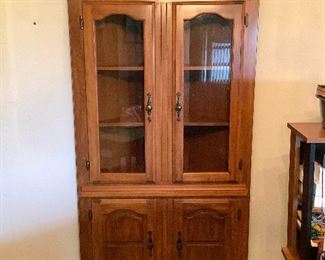 Aae011 Beautiful Wood Corner China Hutch Cabinet w/Glass Doors - See Description