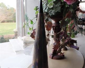 Evans Designs Cali Raku  Pillar Candle Holder 