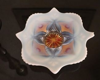 ANTIQUE GOOFUS GLASS DISH 