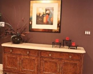 Large Marble Top Buffet Side Board 
